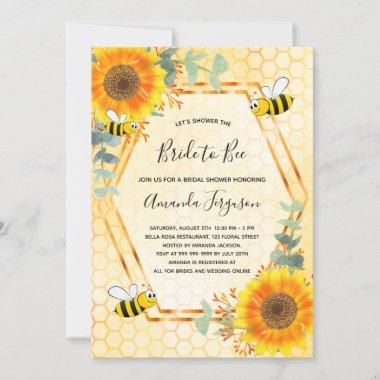 Bee Bridal shower sunflowers greenery bride to bee Invitations