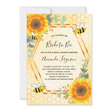 Bee Bridal shower sunflowers greenery bride to bee Invitations