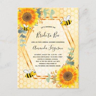 Bee Bridal shower sunflowers greenery bride to bee Invitation PostInvitations
