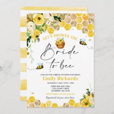 Bee Bridal Shower Yellow Floral Bride To Bee Invitations