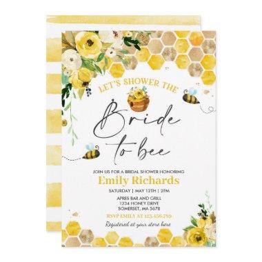 Bee Bridal Shower Yellow Floral Bride To Bee Invitations