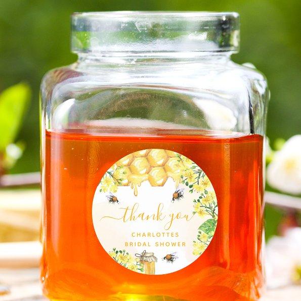 Bee  yellow floral honey thank you Classic Round Sticker