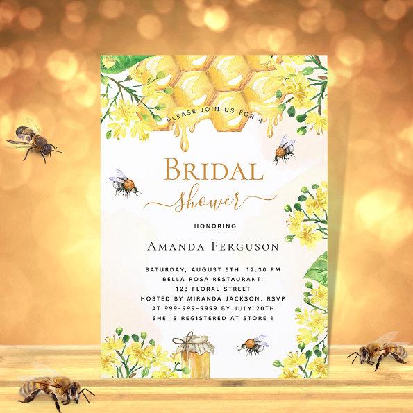 Bee Bridal shower yellow florals cute invitation PostInvitations