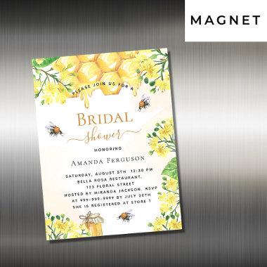Bee Bridal shower yellow florals magnet Invitations