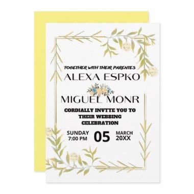 Bee Bridal shower yellow florals party Invitations