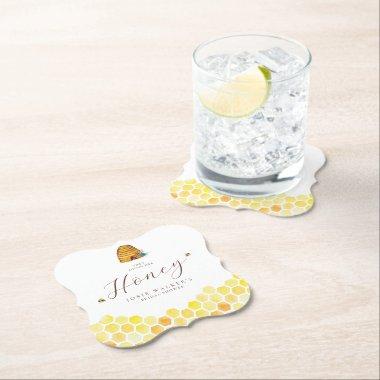 Bee, Honeycomb Bridal Shower Paper Coaster