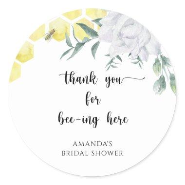 Bee thank you for bee-ing here classic round sticker