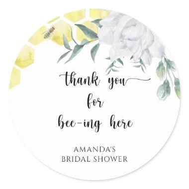 Bee thank you for bee-ing here classic round sticker