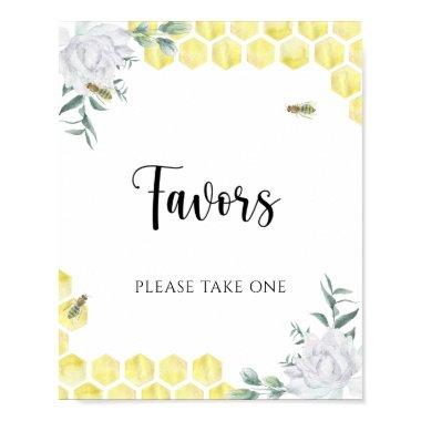 Bee theme wedding - Favors, please take one poster