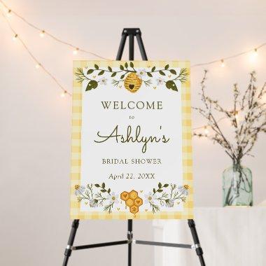 Bee Themed Plaid Bridal Shower Welcome Sign