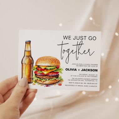 Beer and Burger Funny Casual Couples Shower Invitations