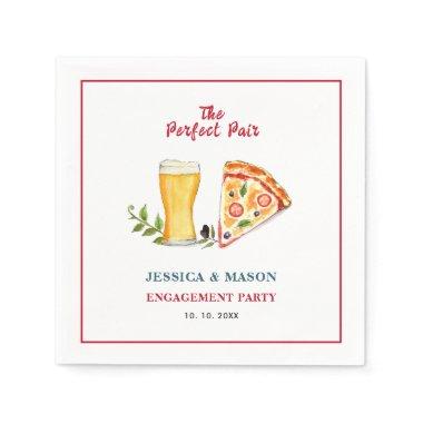 Beer and Pizza Perfect Pair Engagement Party Napkins