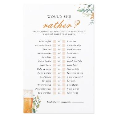 Beer Love is Brewing Would She Rather Bridal Game