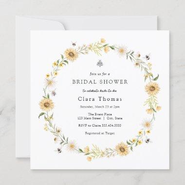 Bees Daisies Sunflowers Bridal Shower Invitations