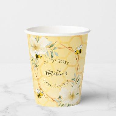 Bees honeycomb floral garden bridal shower paper cups