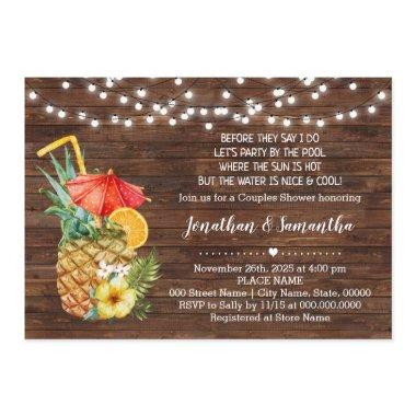 Before I do party by the pool tropical wedding Invitations