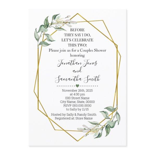 Before they say I do couples shower greenery gold