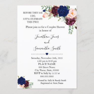 Before they say I do couples shower navy wedding Invitations