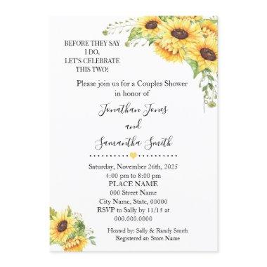 Before they say I do couples shower sunflowers Invitations