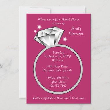 Begonia pink Diamond ring Bridal Shower Invitatio Invitations