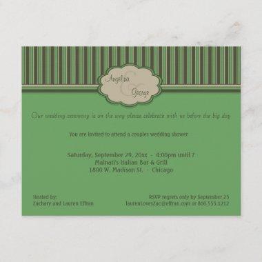 Beige And Green Stripes Couples Shower Invite