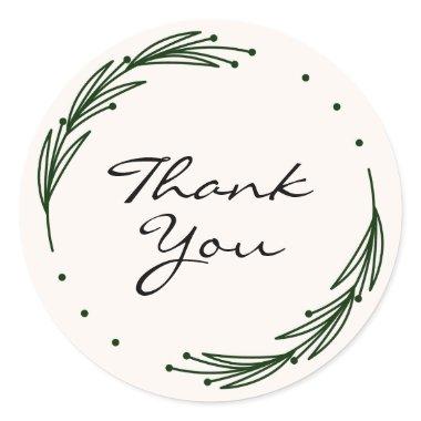 Beige Black Simple Thank You Custom Branded Classic Round Sticker