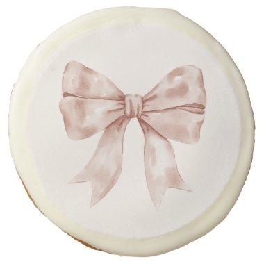 Beige Bow Baby or , Birthday Party Sugar Cookie