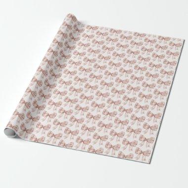 Beige Bow Baby or , Birthday Party Wrapping Paper