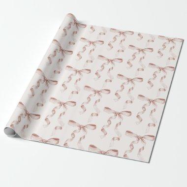 Beige Bow Baby or , Birthday Party Wrapping Paper