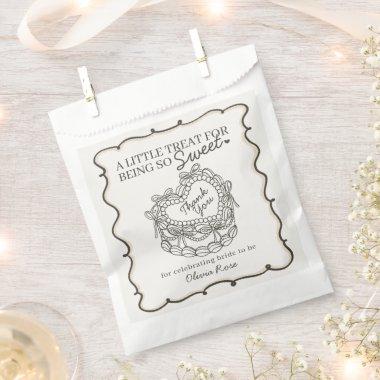 Beige Bow Retro Heart Coquette Cake  Favor Bag
