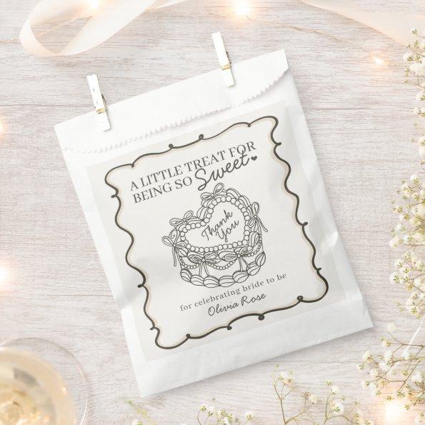 Beige Bow Retro Heart Coquette Cake  Favor Bag