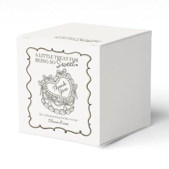 Beige Bow Retro Heart Coquette Cake  Favor Boxes