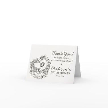 Beige Bow Retro Heart Coquette Cake  Thank You
