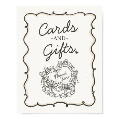 Beige Bow Retro Heart Coquette Cake  Gifts Poster