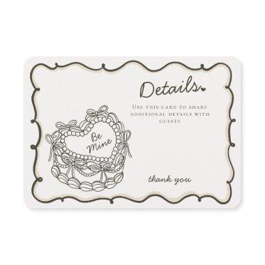 Beige Bow Retro Heart Coquette Cake Details Insert