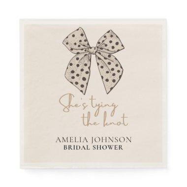 Beige bow She's Tying the Knot  Napkins