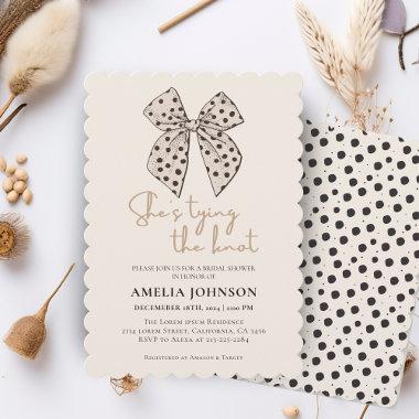 Beige bow She'sTying the Knot Bridal Shower Invitations