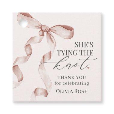 Beige Bow Tying the Knot  Party Favor Tags