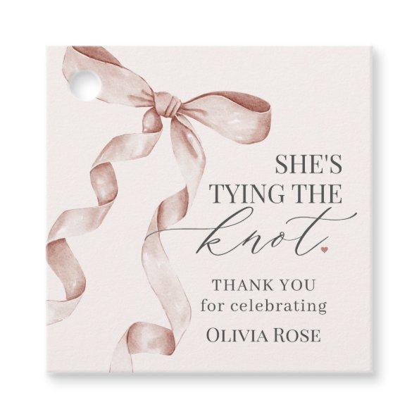 Beige Bow Tying the Knot  Party Favor Tags
