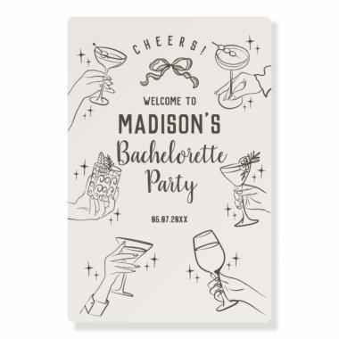 Beige Cocktail Party Bachelorette Party Welcome Foam Board
