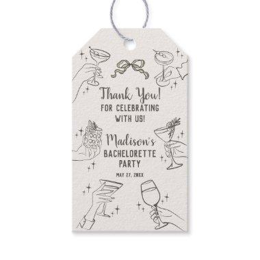 Beige Cocktail Party Retro Bachelorette Favor Gift Tags