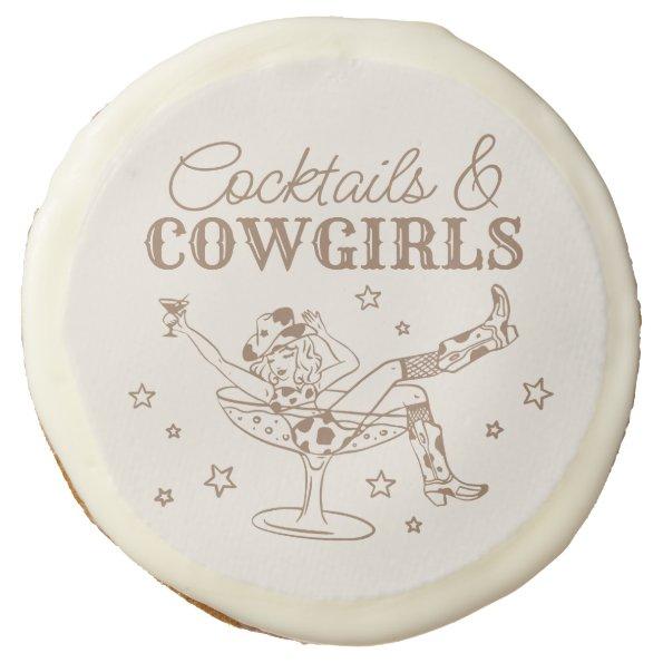 Beige Cocktails and Cowgirls Rodeo Bachelorette Sugar Cookie