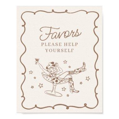 Beige Cocktails and Cowgirls Rodeo Favors Sign