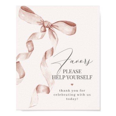 Beige Coquette Bow Favors Party Decor Sign