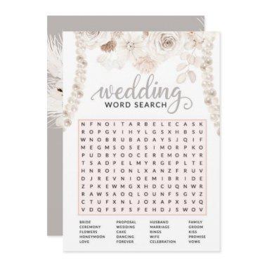 Beige Grey White Floral Pearl Bridal Shower Game  Invitations