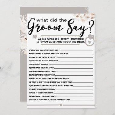 Beige Grey White Floral Pearl Bridal Shower Game Invitations