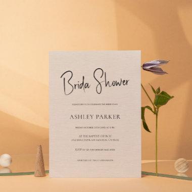Beige Linen Simple Black Script