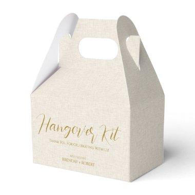 Beige linen Simple Script Hangover Recovery Kit Favor Boxes
