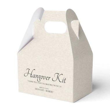 Beige linen Simple Script Hangover Recovery Kit Favor Boxes