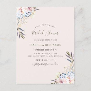 Beige Modern Flowers Watercolor Bridal Shower Invitation PostInvitations